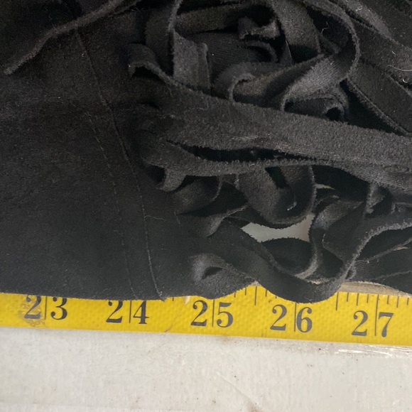 JOH Cardigan Women’s Size L/XL Black Fringe Suede Knee - Picture 5 of 6